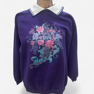 Purple Floral Women's Turtleneck Sweater
